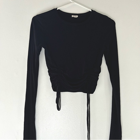 Garage Black  Long Sleeve Tie Top - Picture 1 of 4